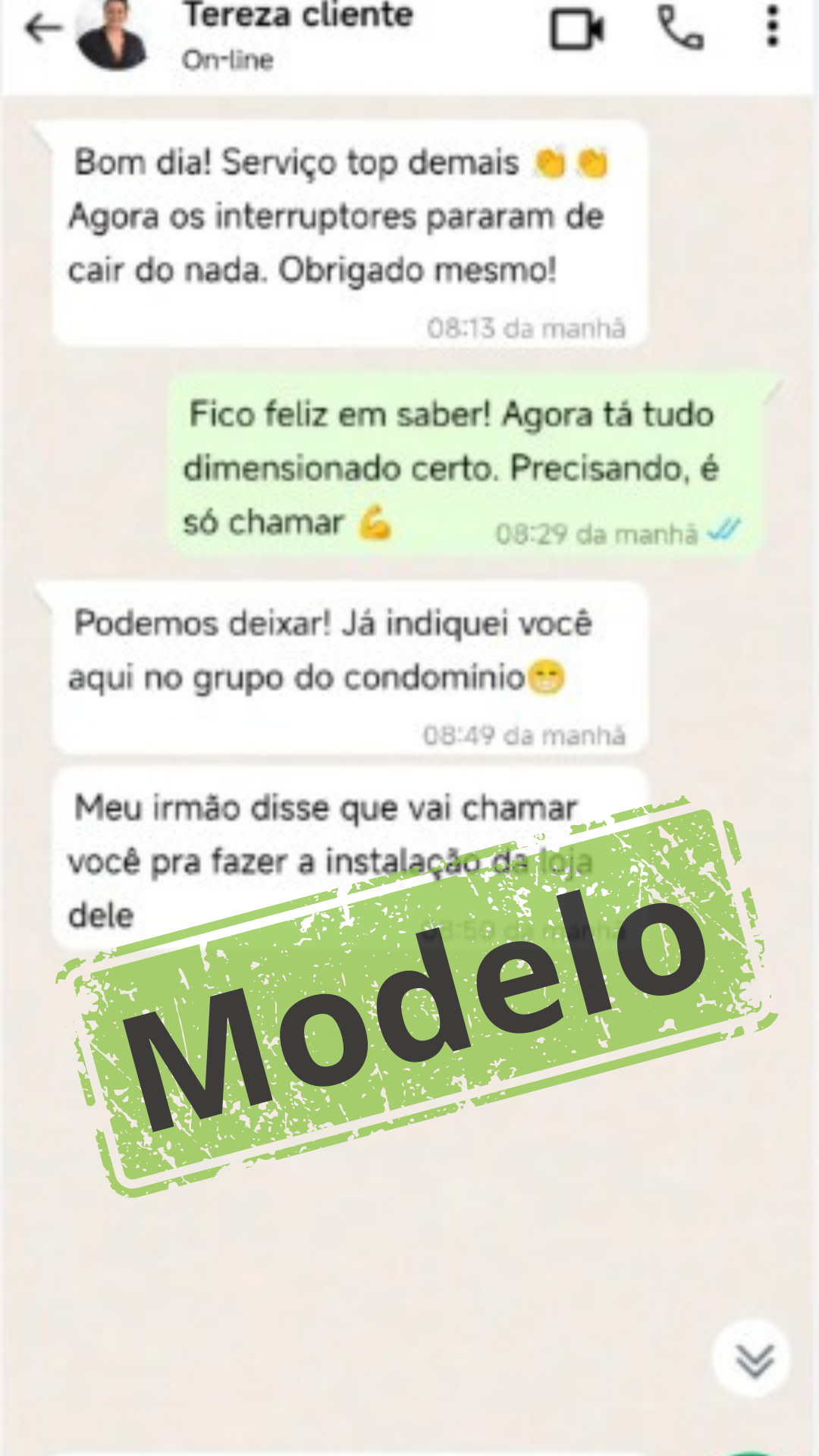 Modelo Depoimento whatsaap